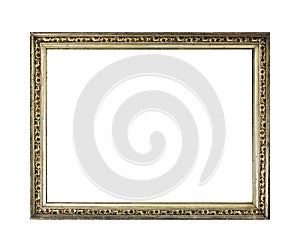 Isolated White Background Photo Frame, Silver or Chrome Looking Antique Frame, Used Vintage Photo Frame