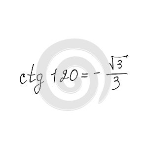 Isolated on white background picture from a mathematical formula, an inscription, vector Stock illustration design element for
