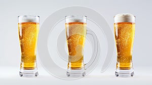 Isolated white background showing a light beer glass in a frosty state