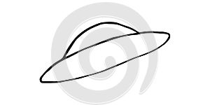 Isolated on white background an unidentified flying object, hand drawing, vector