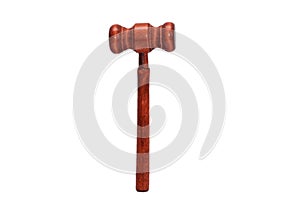Isolated on white background wooden brown gavel of a judge for sentencing. photo