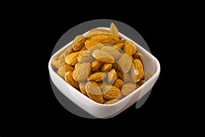 Isolated White Bowl of Almonds