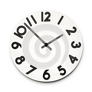 Isolated white clock face with black numbers photo