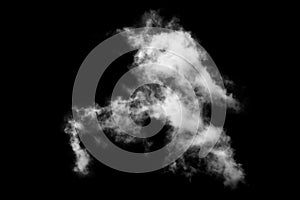 Isolated white cloud on black background,Textured Smoke,Abstract black