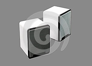 Isolated white computer speakers