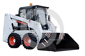 Isolated white excavator vehicle