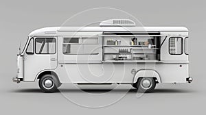 Isolated White Food Truck for Street Food Business