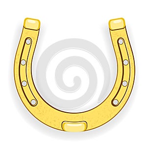 Isolated on white gold metal horseshoe luck symbol fortune talisman background icon vector illustration