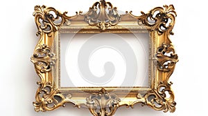 Isolated on white, a golden antique frame