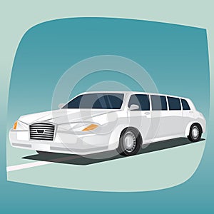 Isolated white limousine