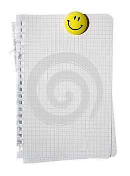 Isolated white note paper pad single page sheet notebook stacked stack magnet post it torn torned texture background blank sheets