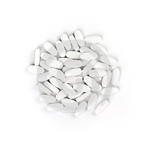 Isolated white oval pills