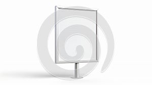 Isolated white pavement sign with a metal frame and a white sandwich board, a banner for outdoor advertising and menus.