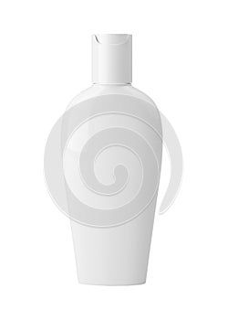 Isolated white plastic bottle for cosmetics, mockup for design, 3D rendering, 3d illustration