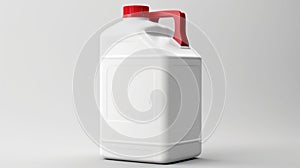 Isolated White Plastic Jerrycan with Red Lid Filled with Liquid Substance AI Generated