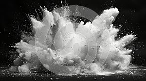 Isolated white powder explosion on black background