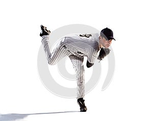 Isolated on white professional baseball player