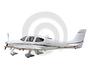 Isolated white prop plane photo