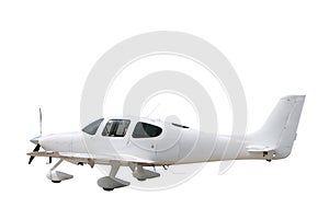 Isolated white prop plane