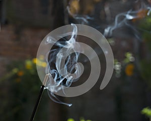 Isolated white random smoke of Joss-stick