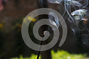 Isolated white random smoke of Joss-stick
