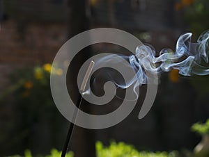 Isolated white random smoke of Joss-stick