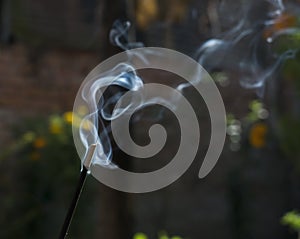 Isolated white random smoke of Joss-stick