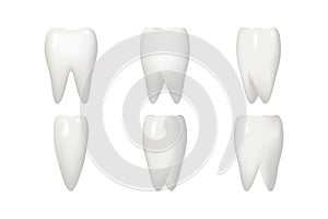 Isolated on white rotation tooth root animation frames realistic 3d stomatology dental teeth care icons set design