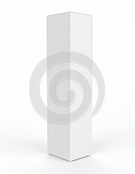 Isolated White Tall Rectangular Box Presentation Mockup Against White Background