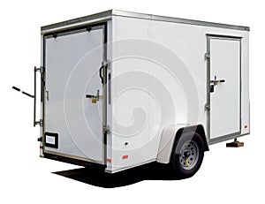 Isolated white utility trailer