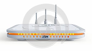 Isolated WiFi router and wireless broadband modem with antennas on a white background. Modern realistic mockup of an