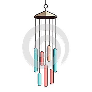 Isolated Wind Chime on White Background AI Generated