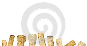 Isolated wine corks row design template,white background