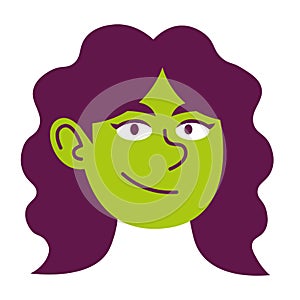 Isolated woman face curly comic people vector Illustration