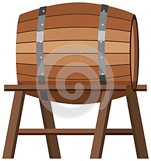 Isolated wooden barrel on stand