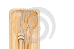 Isolated wooden cutlery kitchenwear