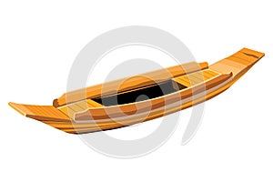 Isolated wooden sampan on white background