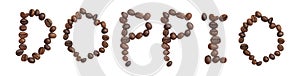 Isolated Word 'DOPPIO' make from coffee bean