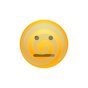 Isolated yellow emoticon expressionless smiley. Pocker-faced.