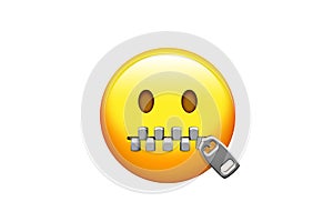 Isolated yellow emotional face and zipped mouth icon