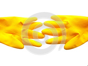 Isolated yellow gloves.