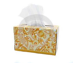 Isolated Yellow and Orange Box of Tissues