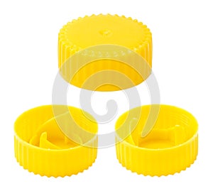 Isolated Yellow Plastic Bottle Caps