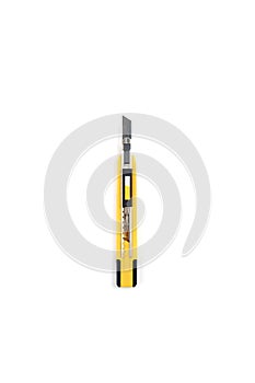 Isolated yellow smart cutter normal size on white background. Clipping path