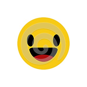 Isolated yellow smiling face with the upper white teeth icon