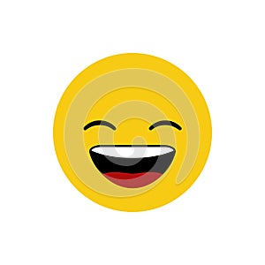 Isolated yellow smiling face with the white teeth icon