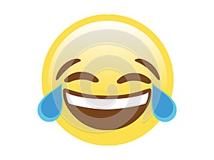 Isolated yellow vector yellow laugh and crying tear flat icon