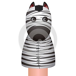 Isolated zebra puppet