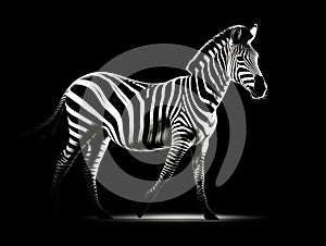 Isolated zebra silhouette black stripes