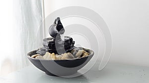 isolated zen water fountain